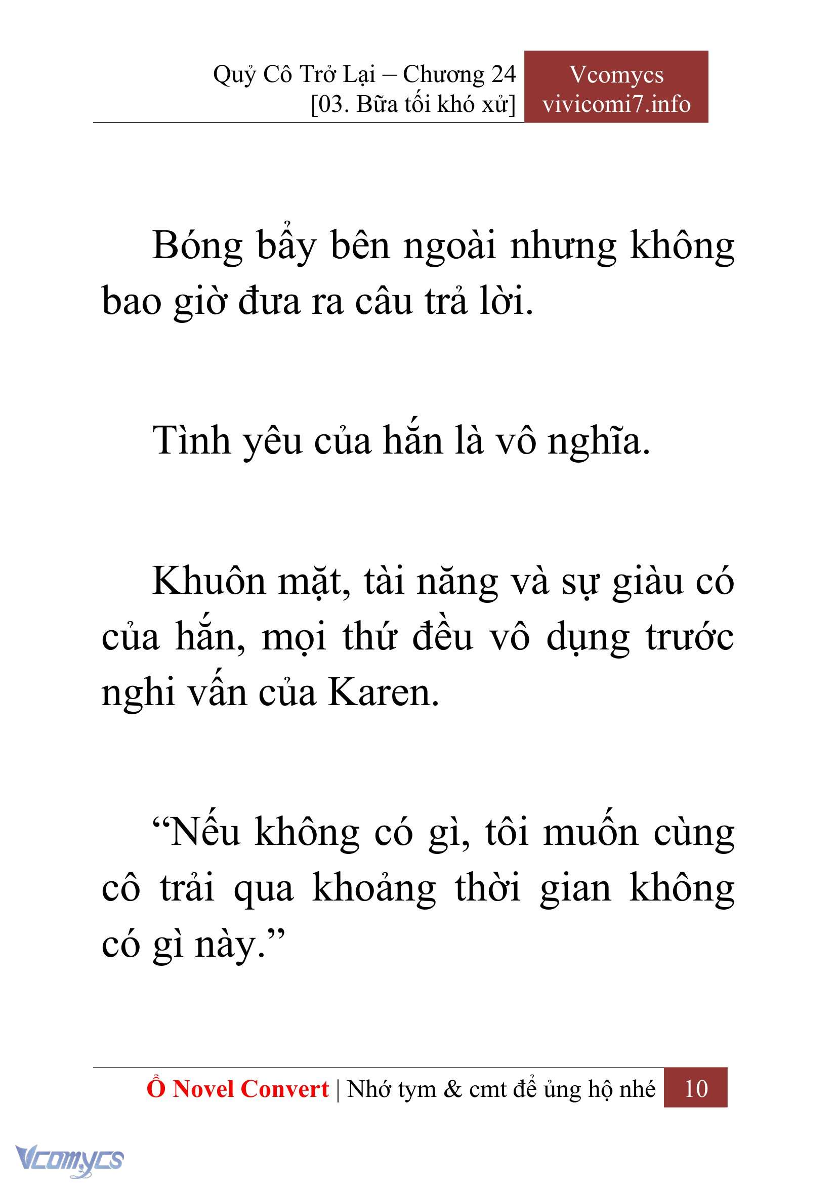 [Novel] Quý Cô Trở Lại Chap 24 - Next 