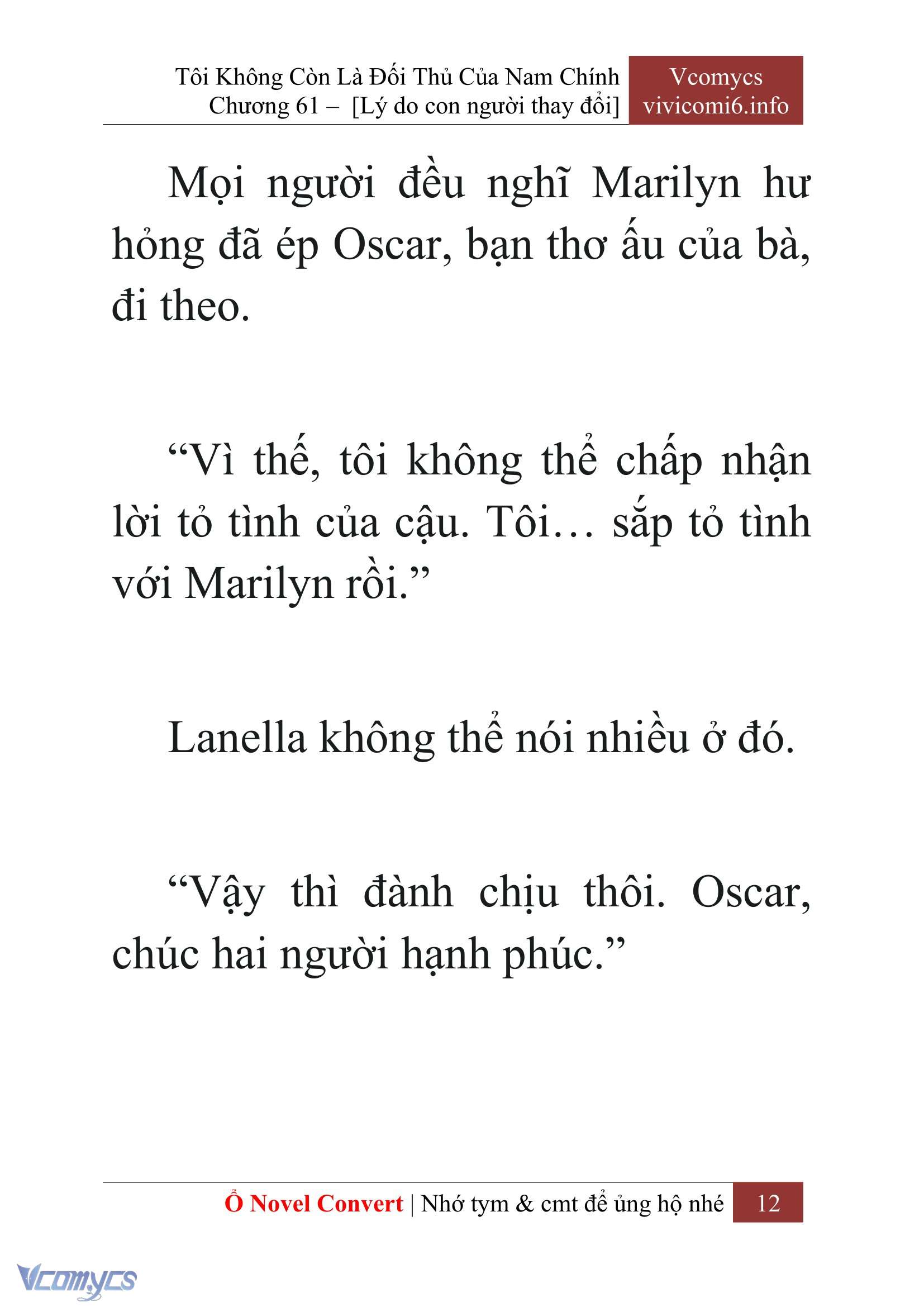 [Novel] Tôi Không Còn Là Đối Thủ Của Nam Chính Chap 61 - Next Chap 62