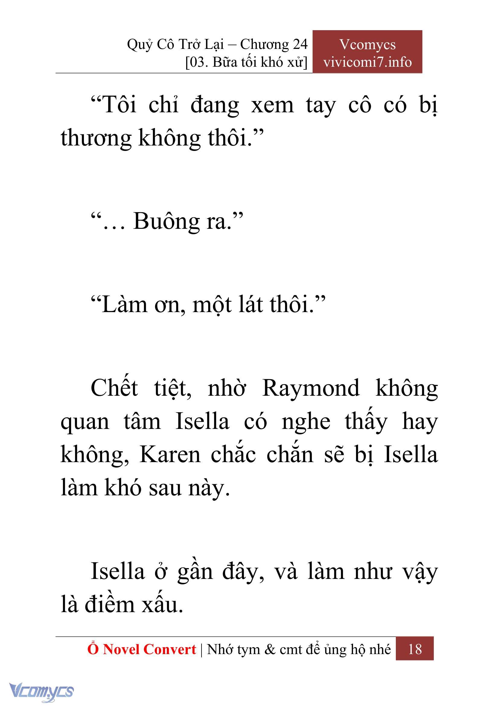 [Novel] Quý Cô Trở Lại Chap 24 - Next 