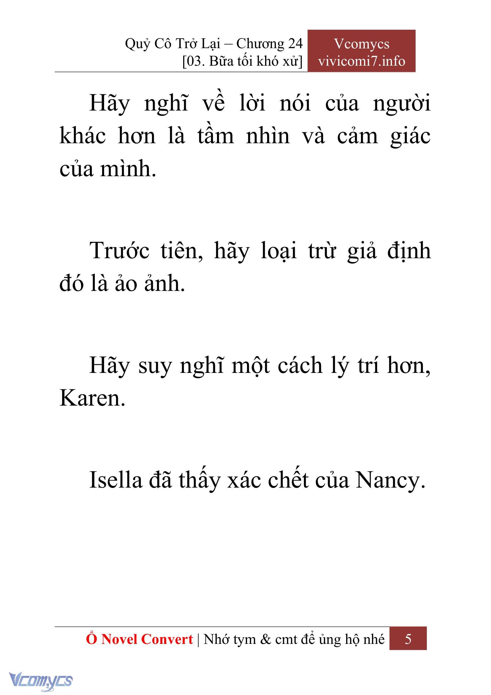 [Novel] Quý Cô Trở Lại Chap 24 - Next 