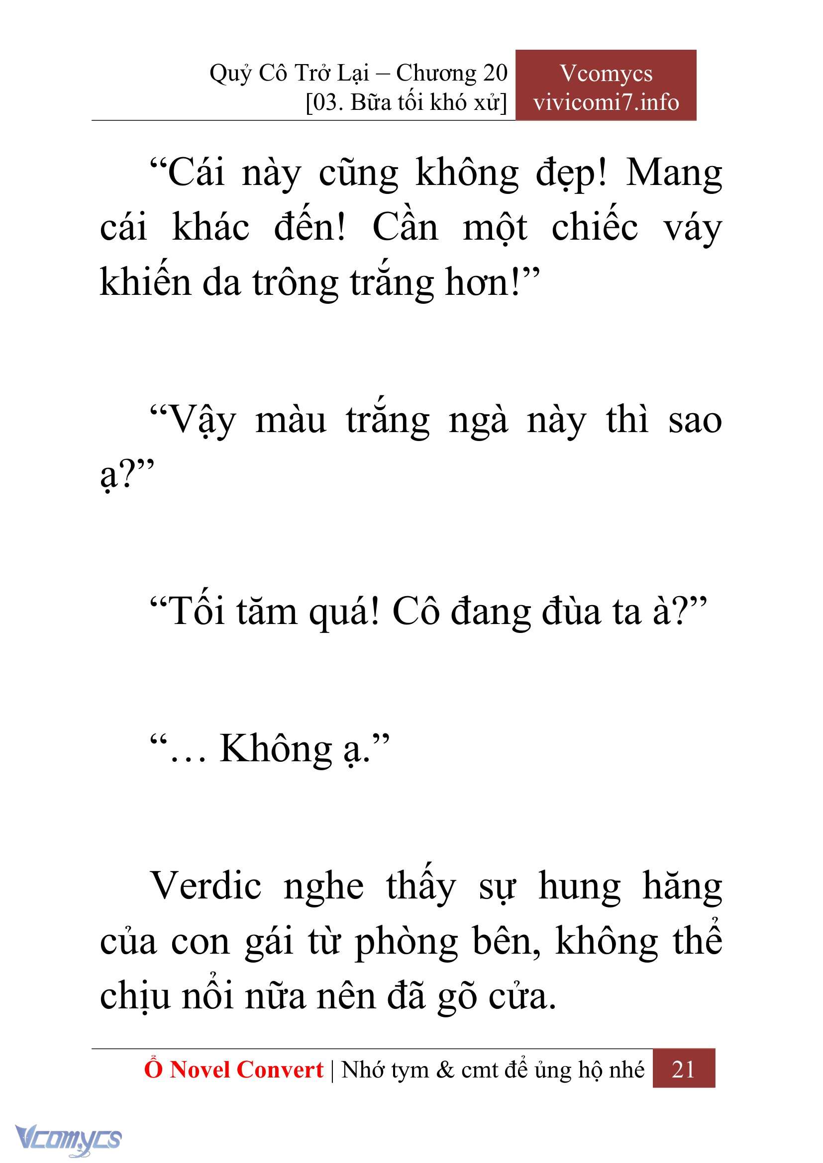 [Novel] Quý Cô Trở Lại Chap 20 - Next Chap 21