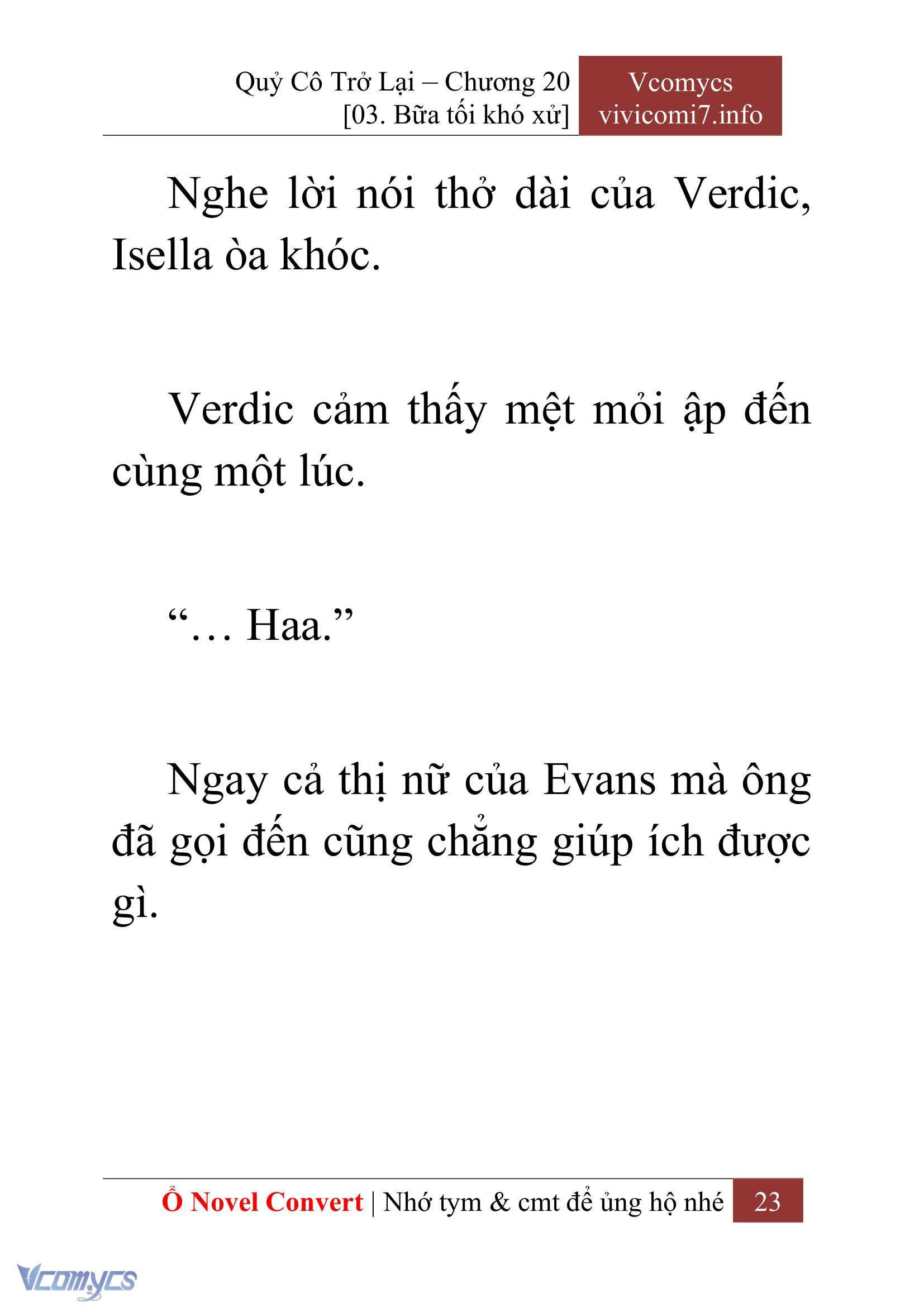 [Novel] Quý Cô Trở Lại Chap 20 - Next Chap 21
