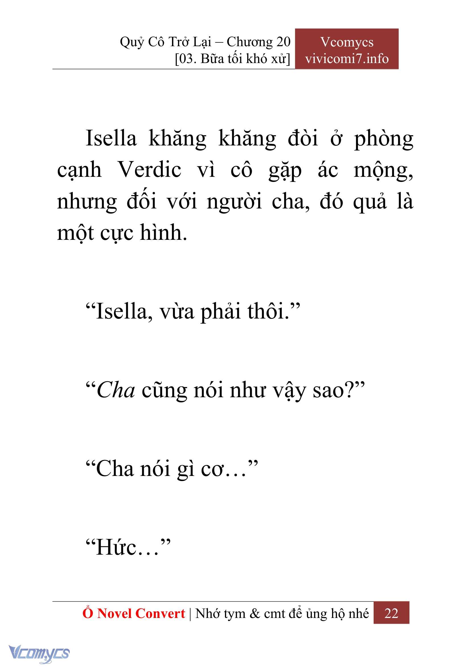 [Novel] Quý Cô Trở Lại Chap 20 - Next Chap 21
