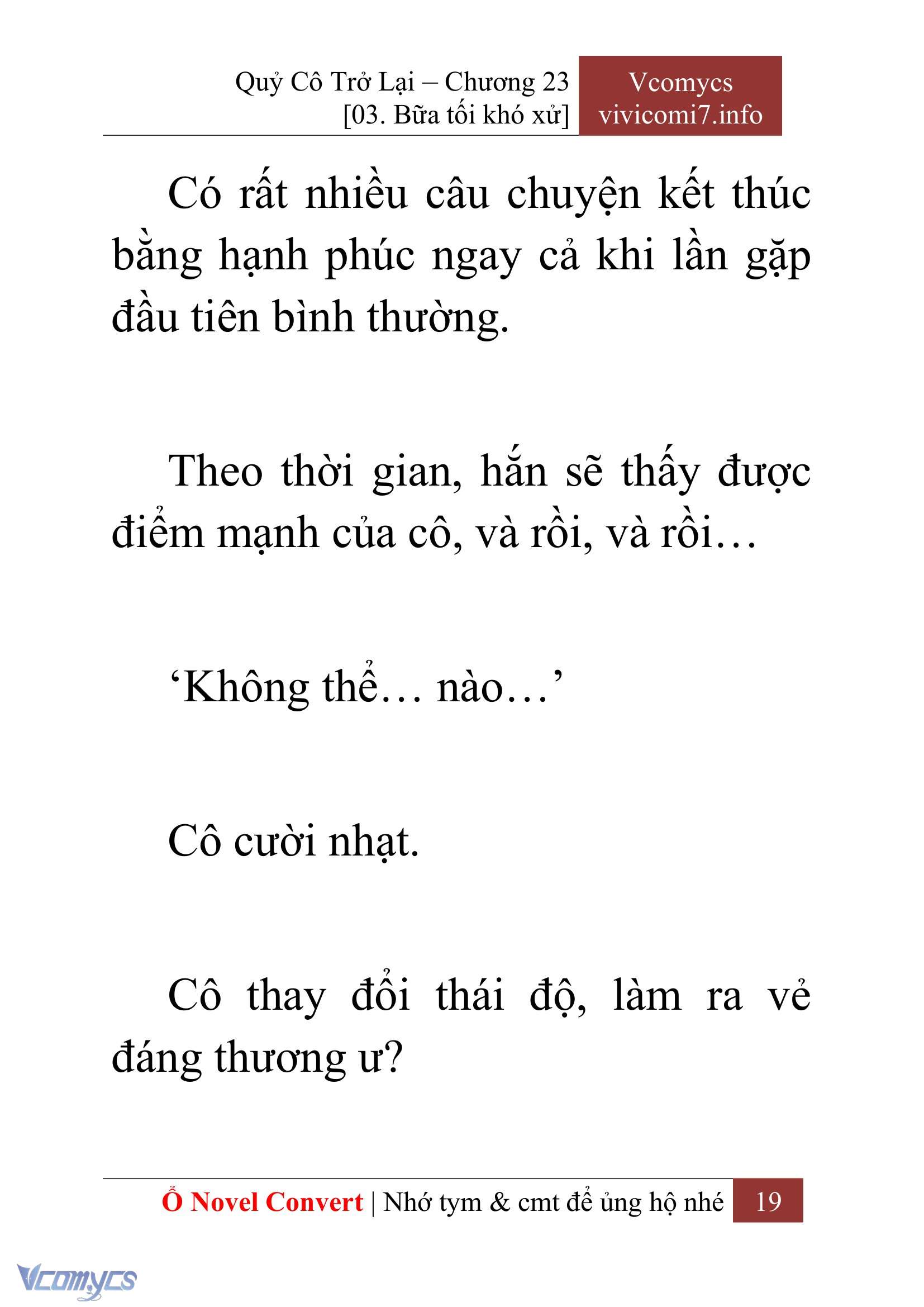 [Novel] Quý Cô Trở Lại Chap 23 - Next Chap 24