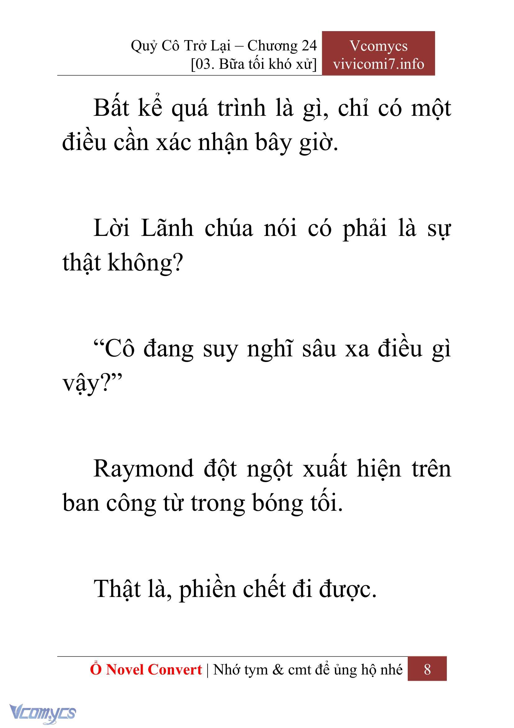 [Novel] Quý Cô Trở Lại Chap 24 - Next 