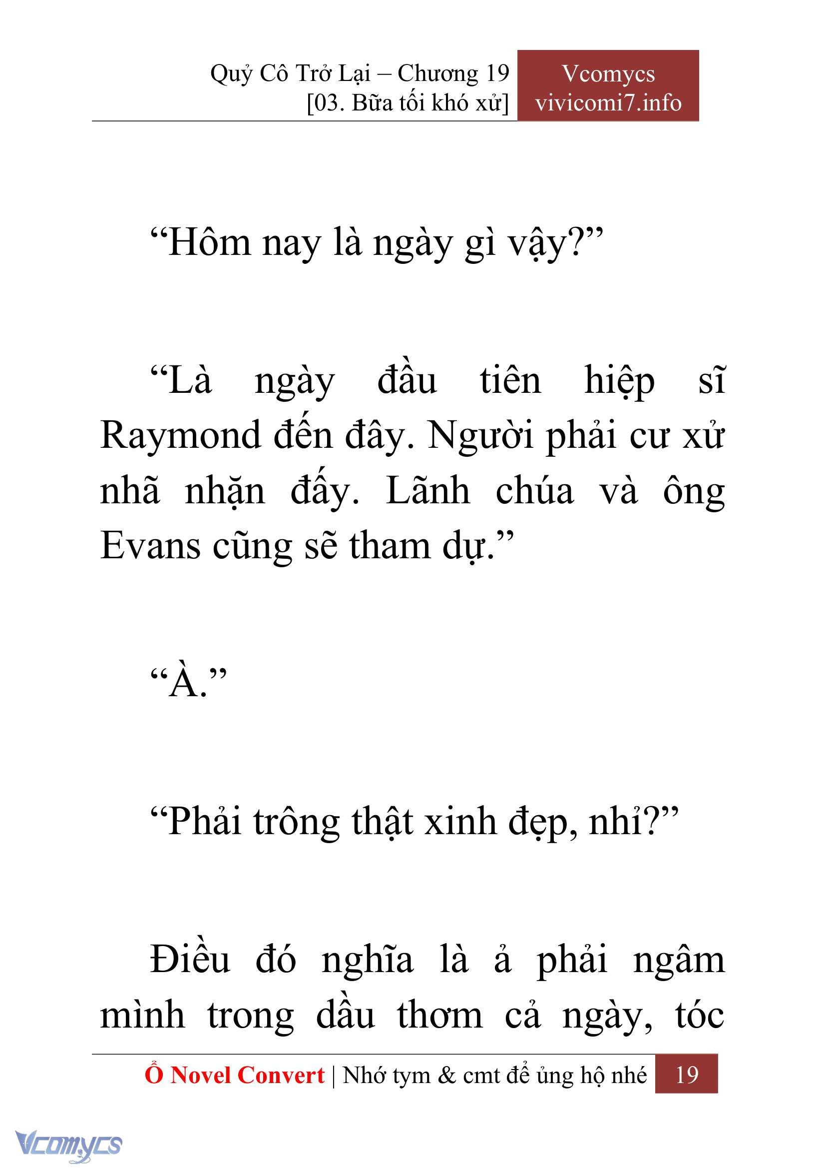 [Novel] Quý Cô Trở Lại Chap 19 - Next Chap 20