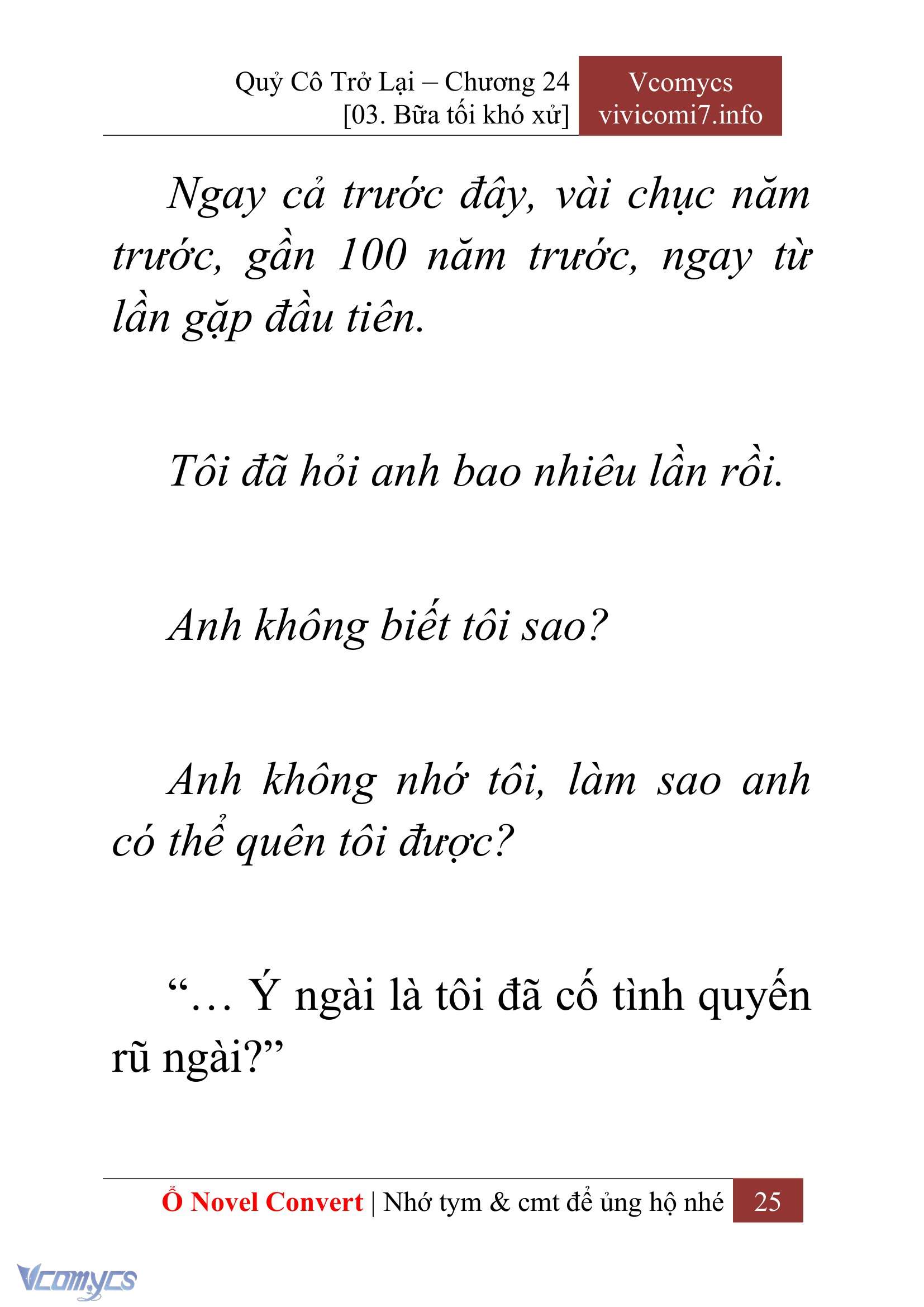 [Novel] Quý Cô Trở Lại Chap 24 - Next 