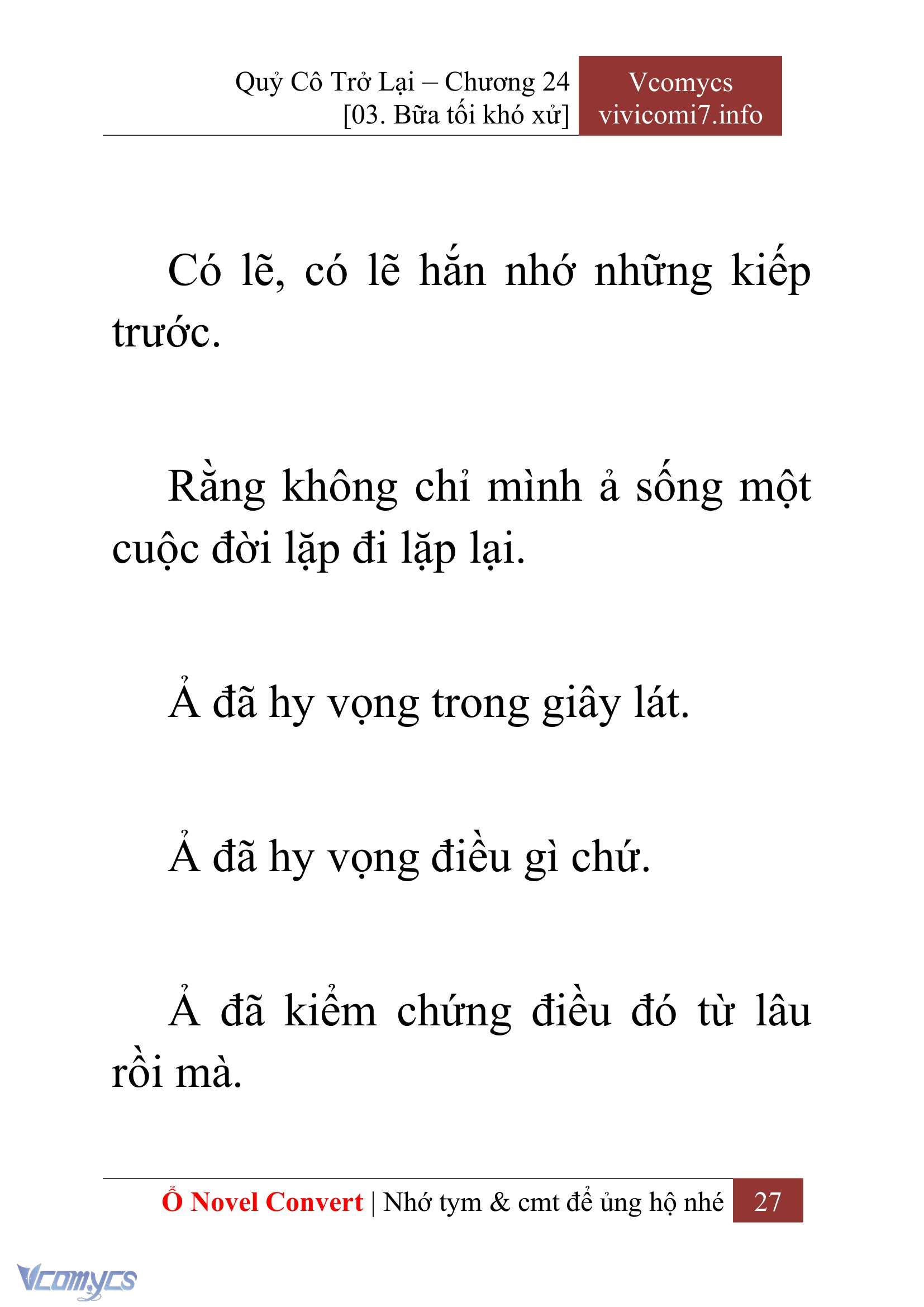 [Novel] Quý Cô Trở Lại Chap 24 - Next 