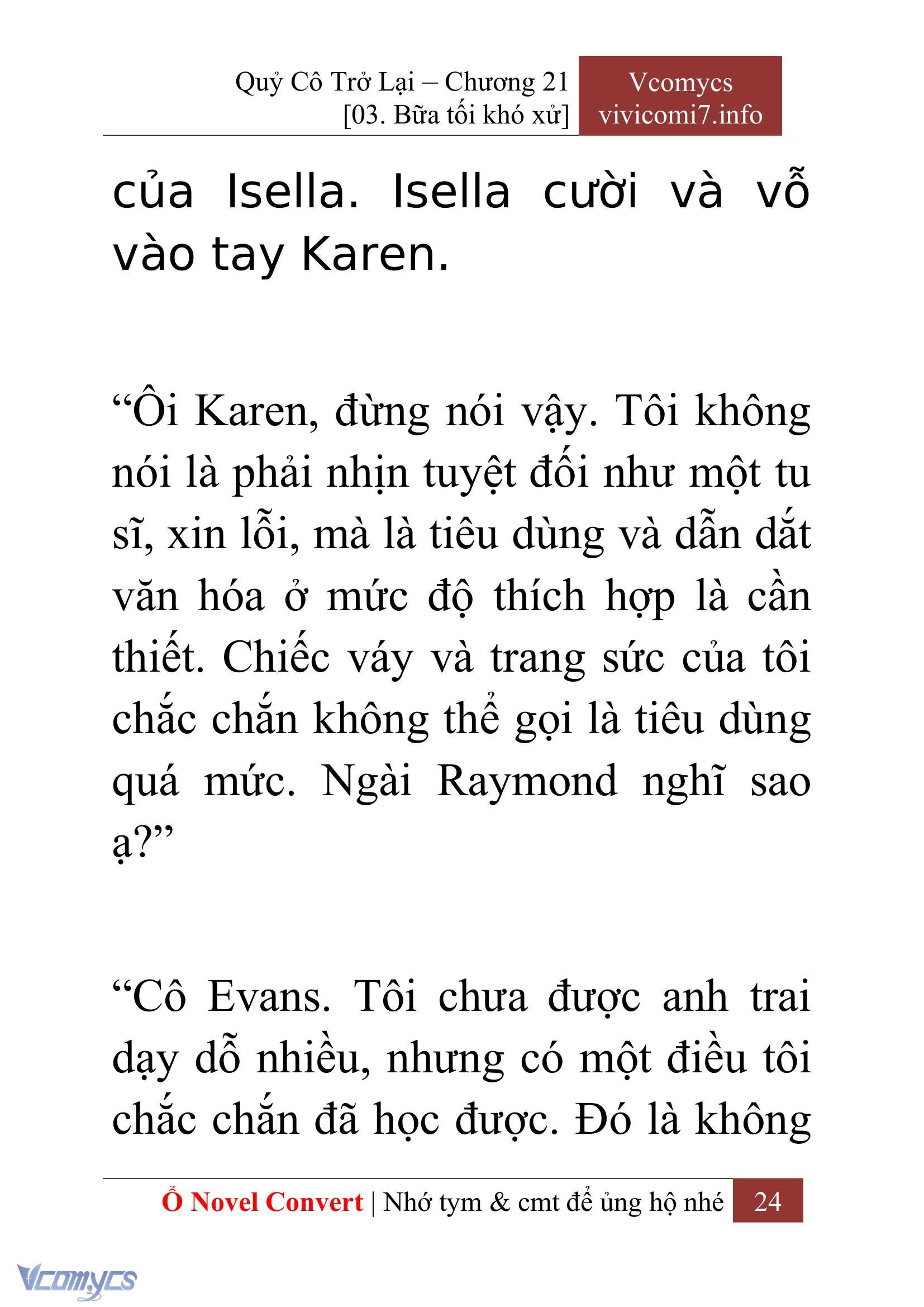 [Novel] Quý Cô Trở Lại Chap 21 - Next Chap 22