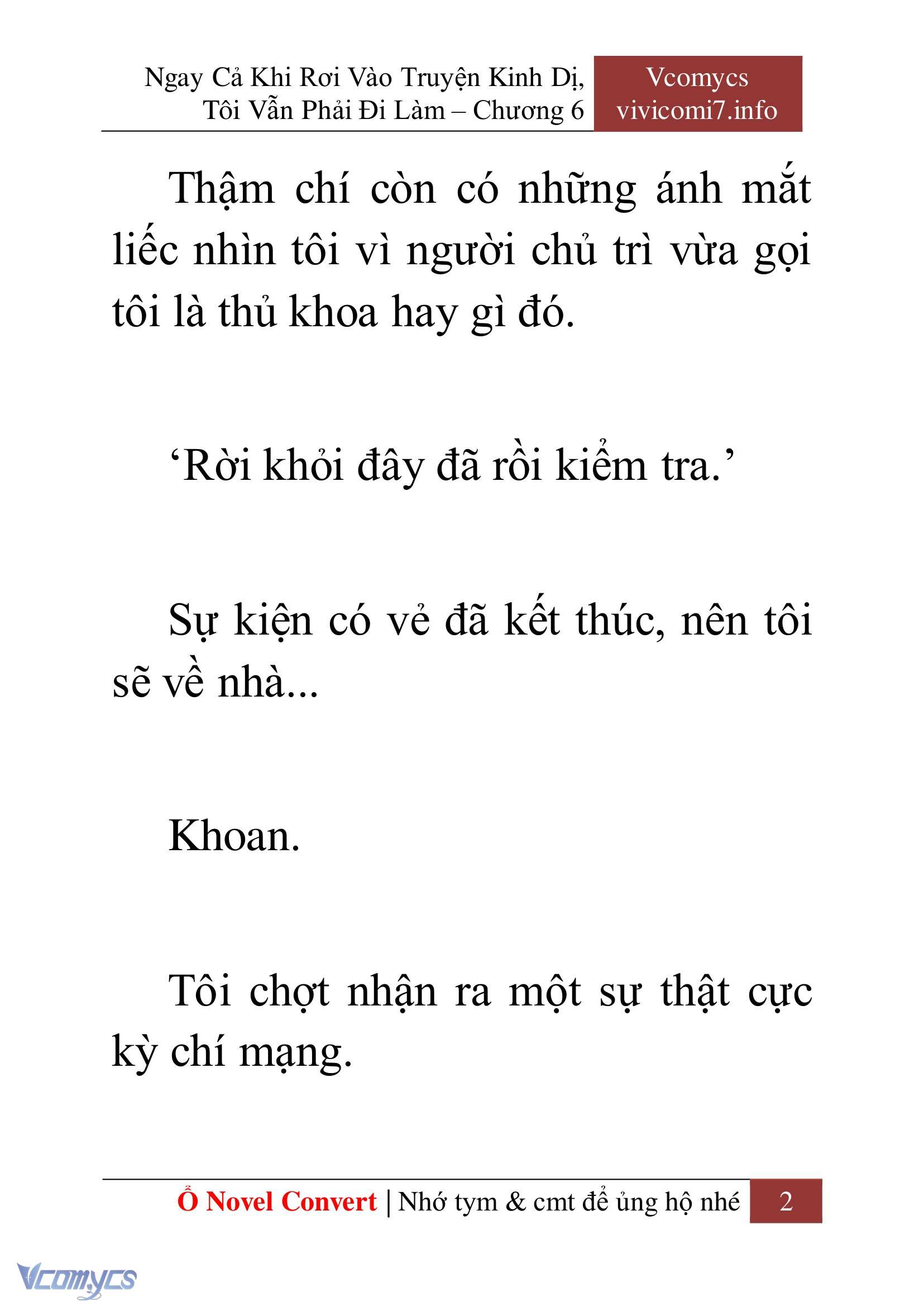 [Novel] Ngay Cả Khi Rơi Vào Truyện Kinh Dị, Tôi Vẫn Phải Đi Làm Chap 6 - Trang 2
