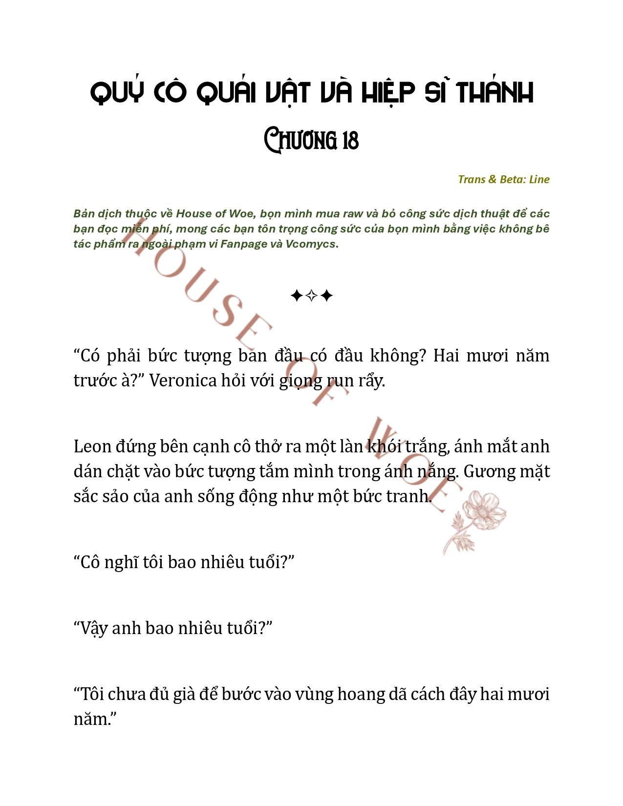 [NOVEL] QUÝ CÔ QUÁI VẬT VÀ HIỆP SĨ THÁNH Chap 18 - Next Chap 19