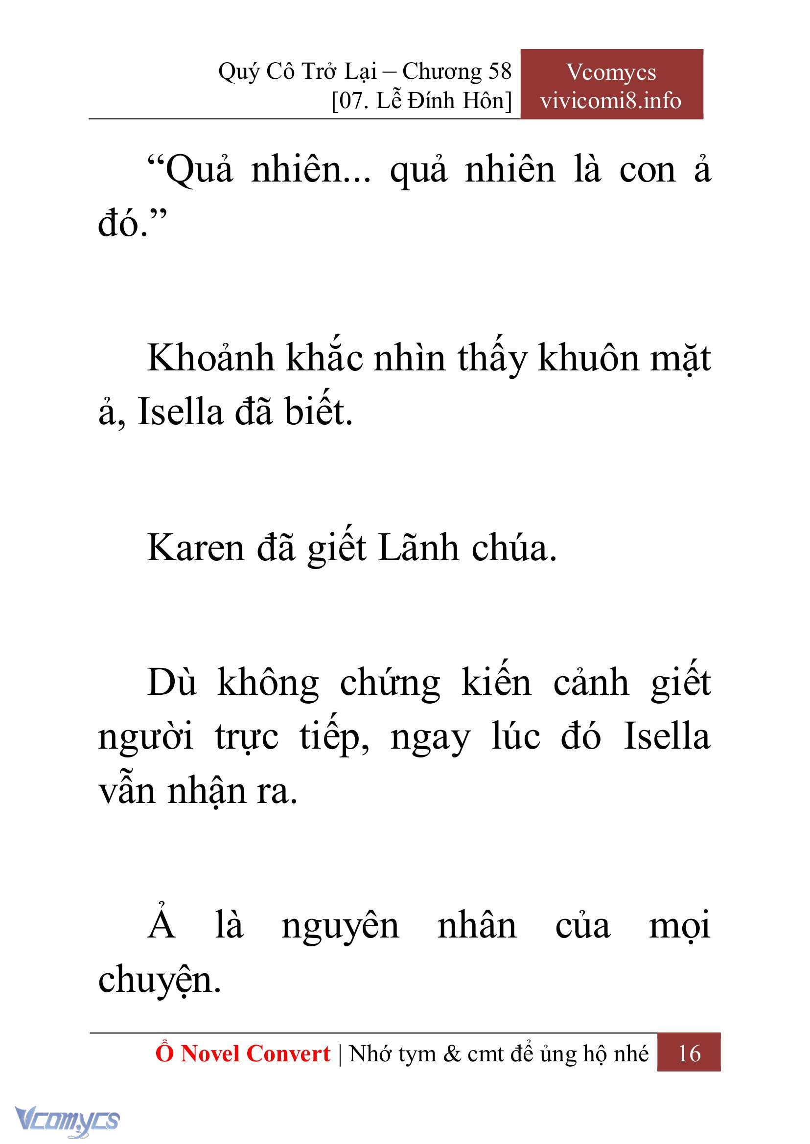 [Novel] Quý Cô Trở Lại Chap 58 - Next 