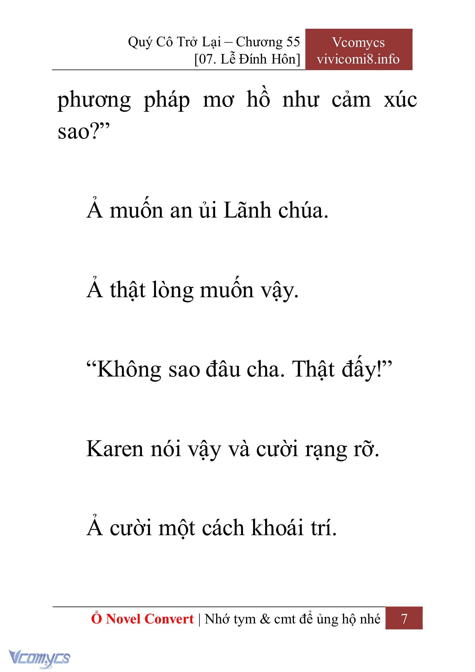 [Novel] Quý Cô Trở Lại Chap 55 - Next 