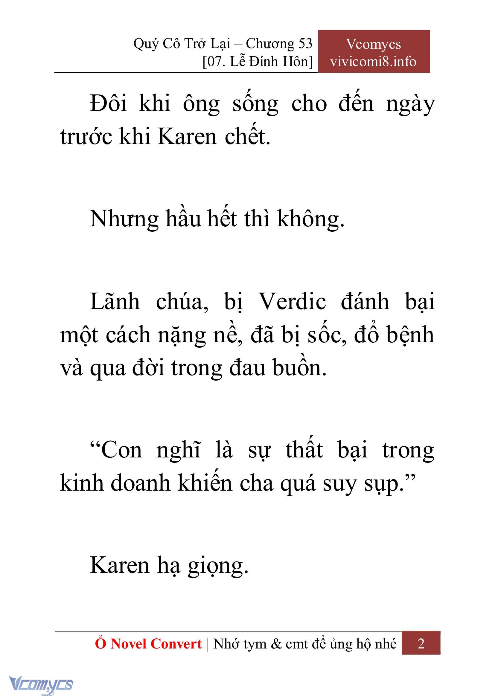 [Novel] Quý Cô Trở Lại Chap 53 - Next Chap 54