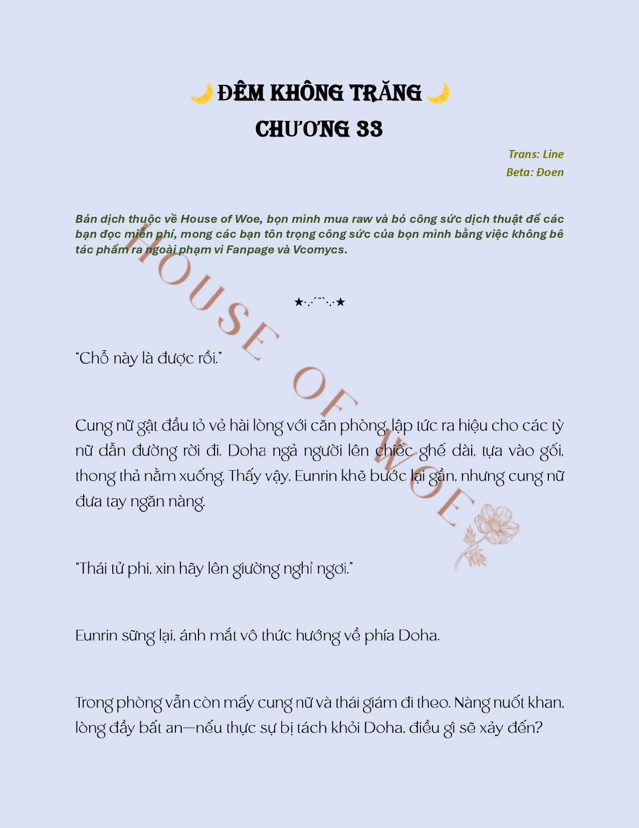 [NOVEL] ĐÊM KHÔNG TRĂNG Chap 33 - Next Chap 34