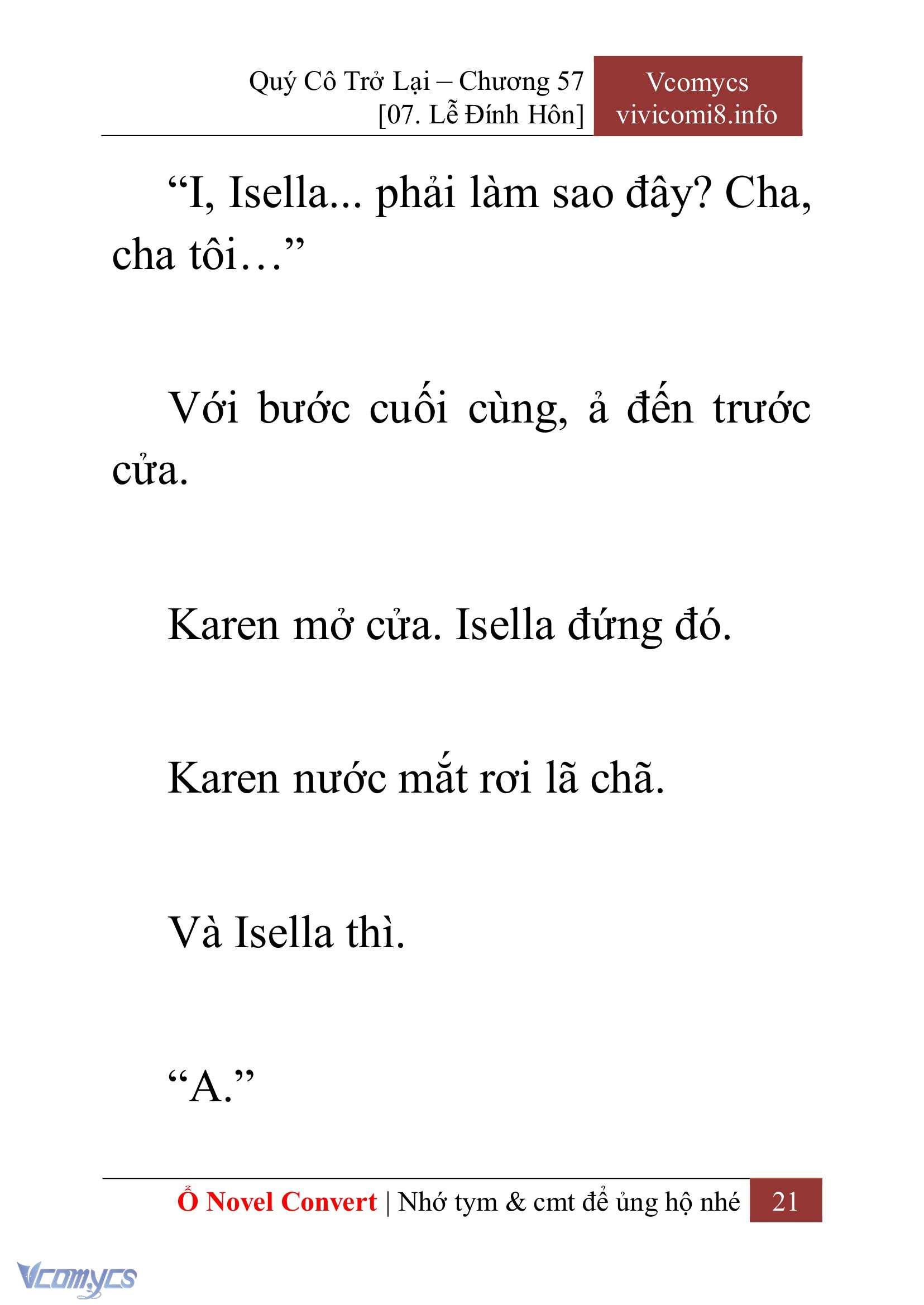 [Novel] Quý Cô Trở Lại Chap 57 - Next 