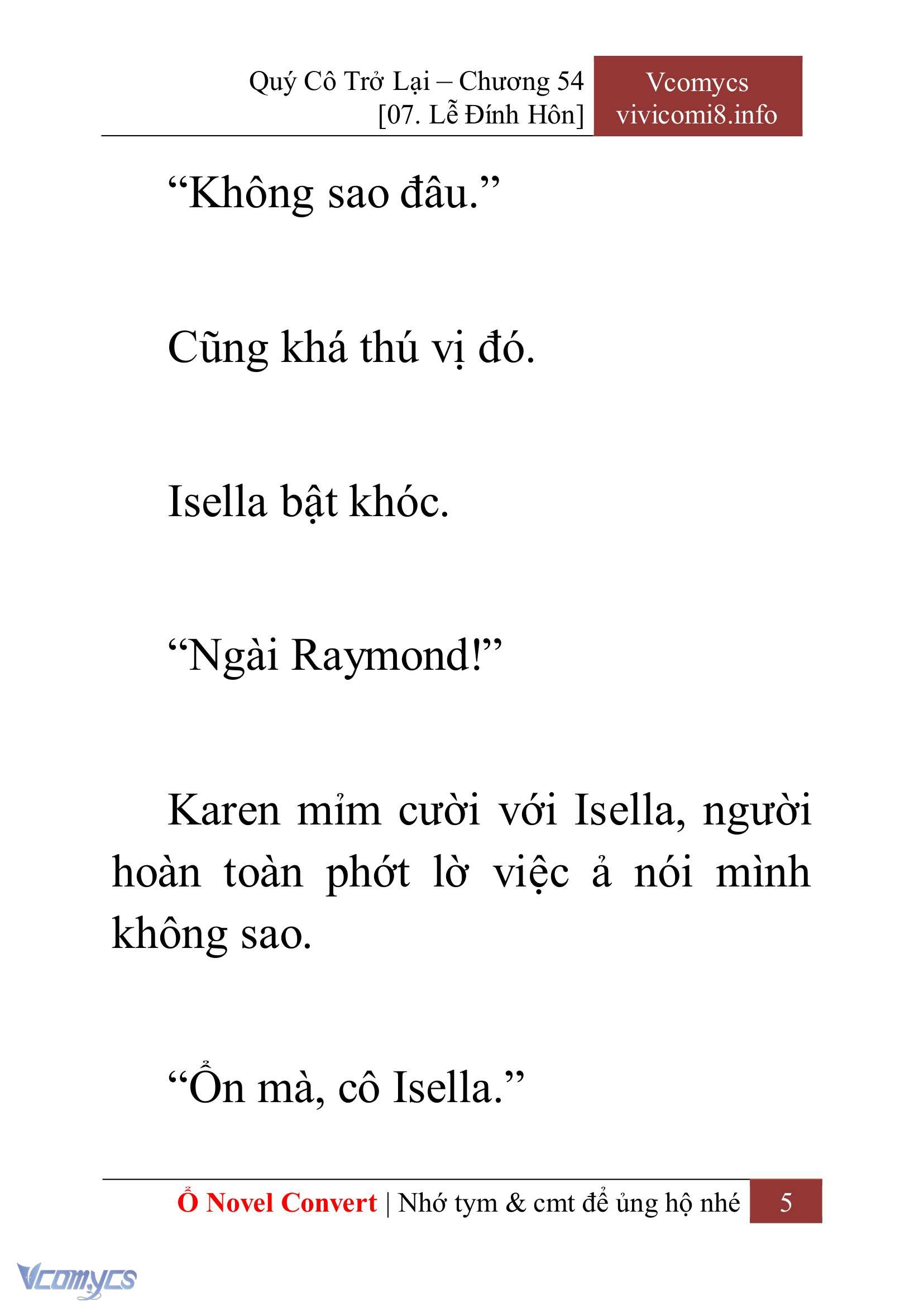 [Novel] Quý Cô Trở Lại Chap 54 - Next 