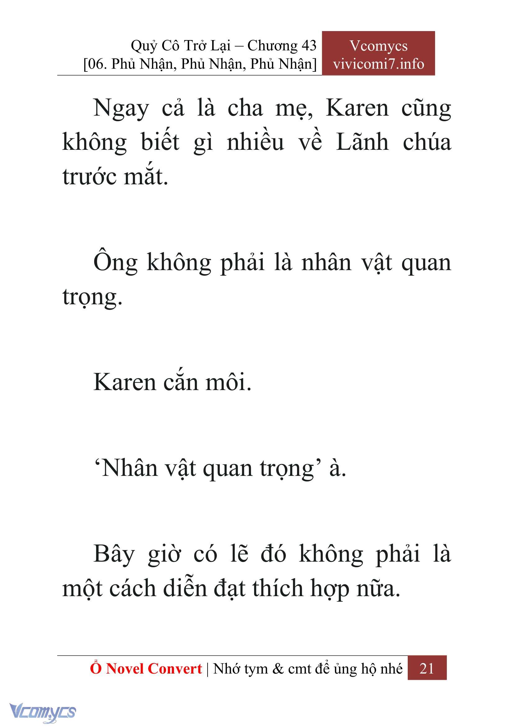 [Novel] Quý Cô Trở Lại Chap 43 - Trang 2