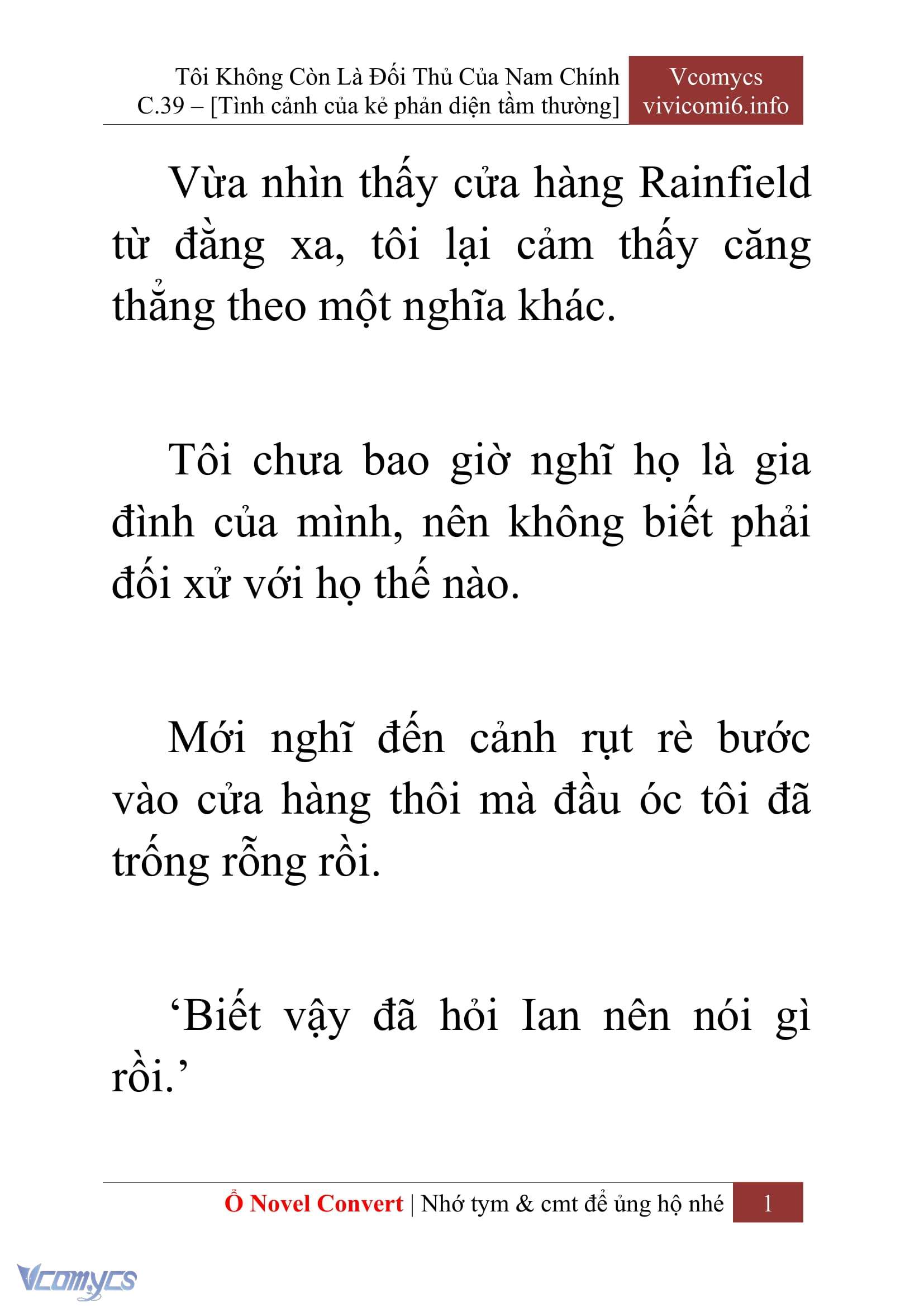 [Novel] Tôi Không Còn Là Đối Thủ Của Nam Chính Chap 39 - Next Chap 40