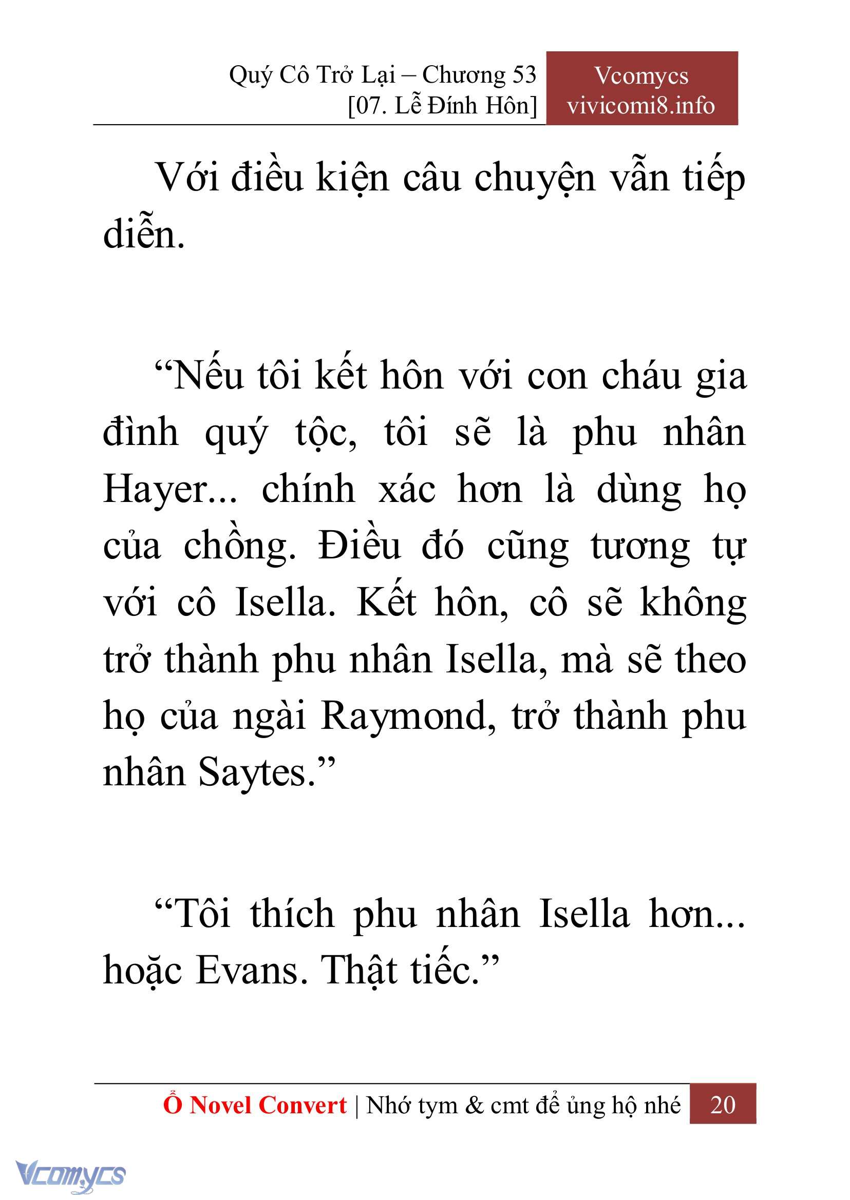 [Novel] Quý Cô Trở Lại Chap 53 - Next Chap 54