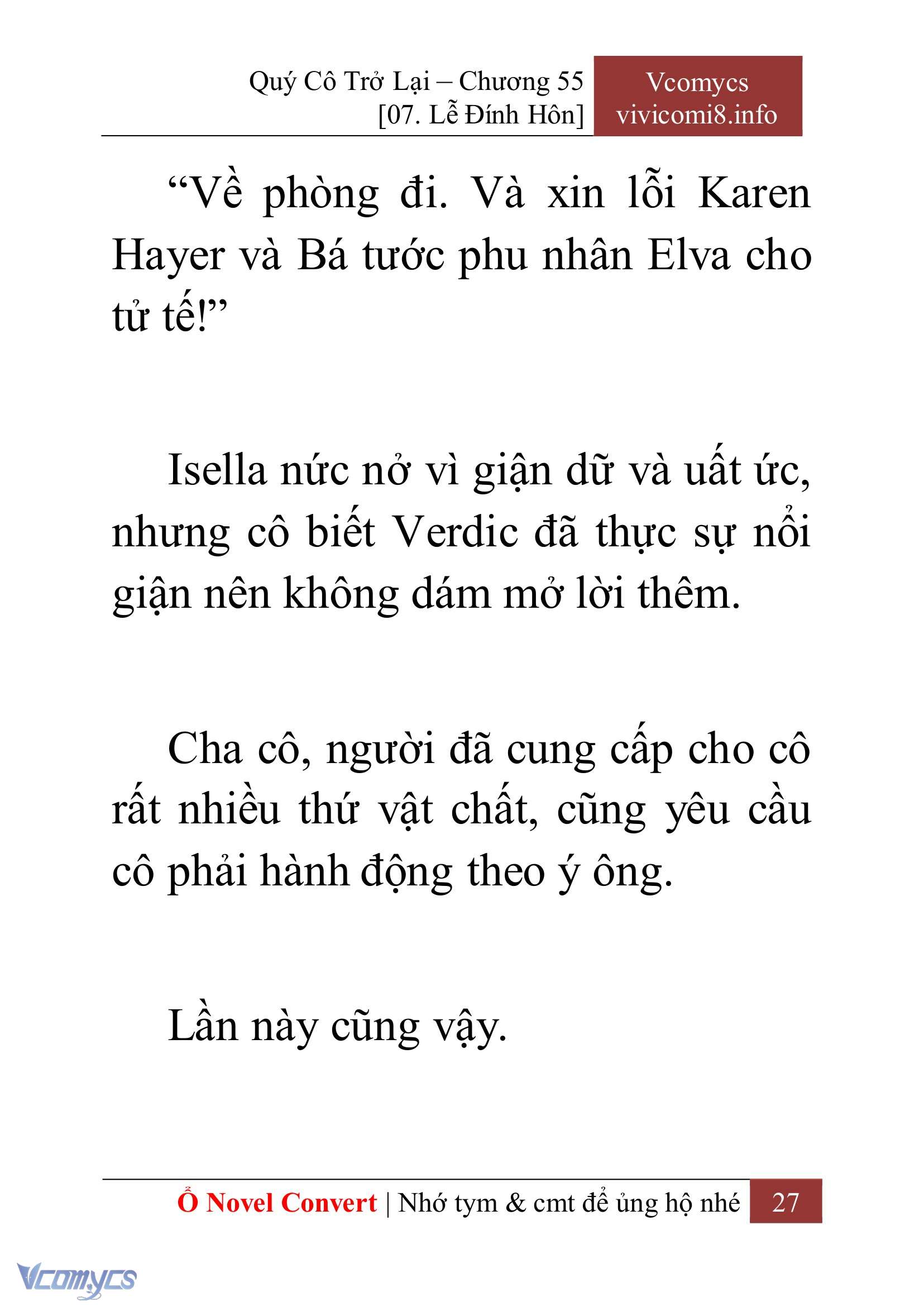 [Novel] Quý Cô Trở Lại Chap 55 - Next 