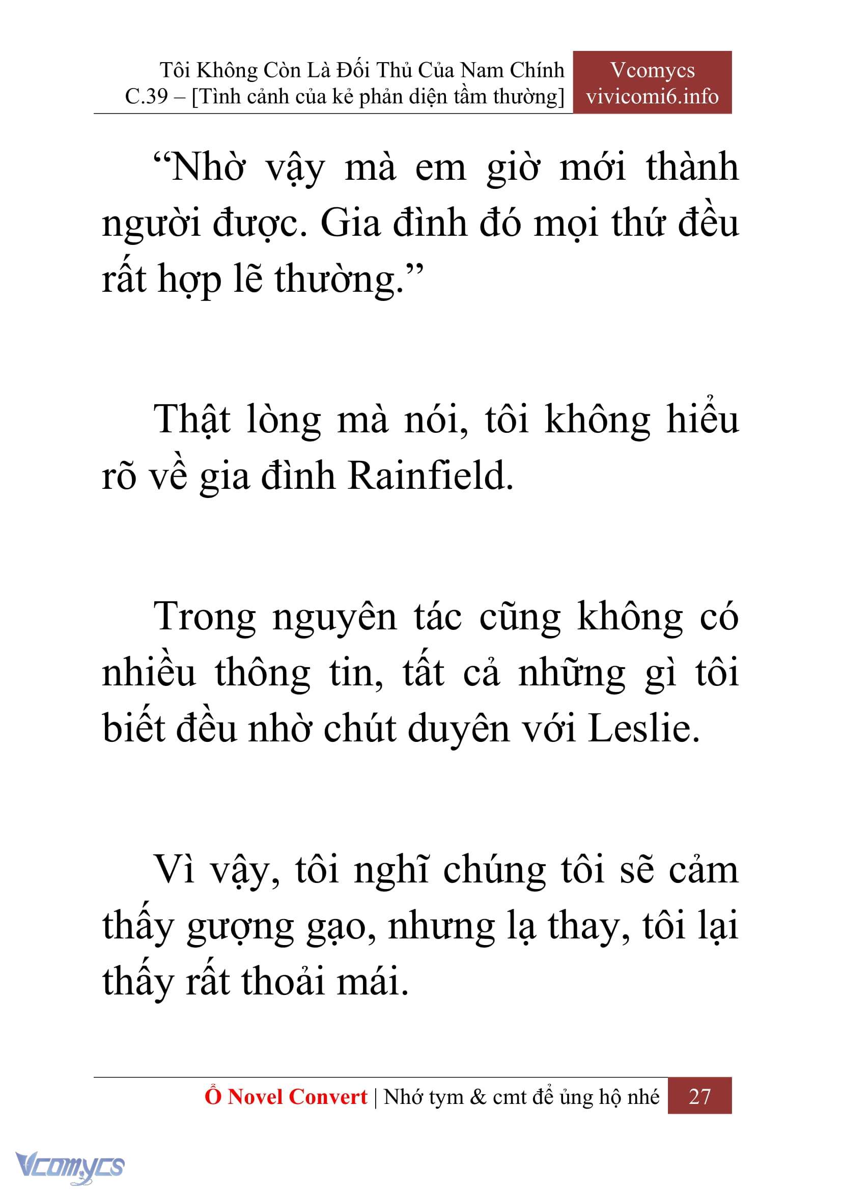 [Novel] Tôi Không Còn Là Đối Thủ Của Nam Chính Chap 39 - Next Chap 40