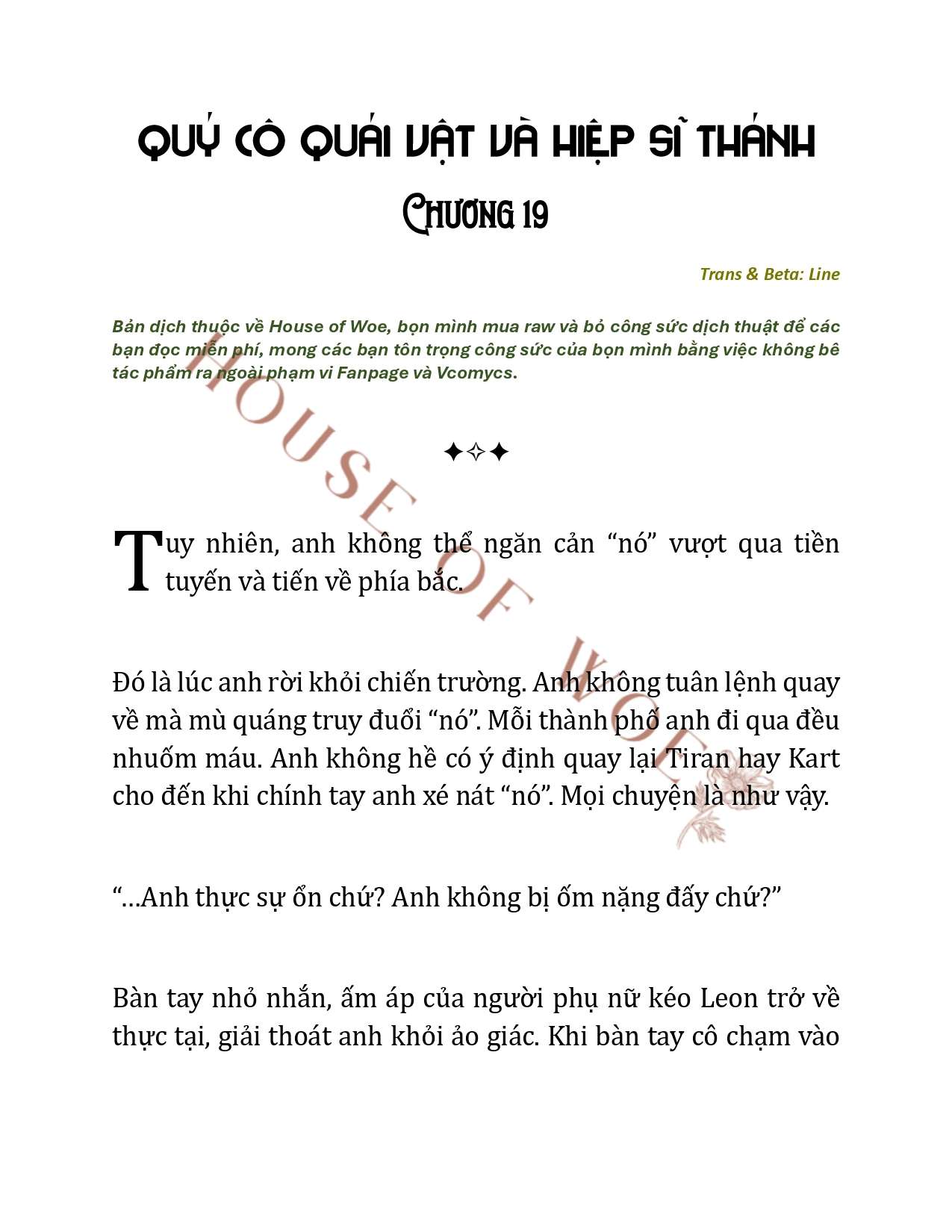 [NOVEL] QUÝ CÔ QUÁI VẬT VÀ HIỆP SĨ THÁNH Chap 19 - Next Chap 20