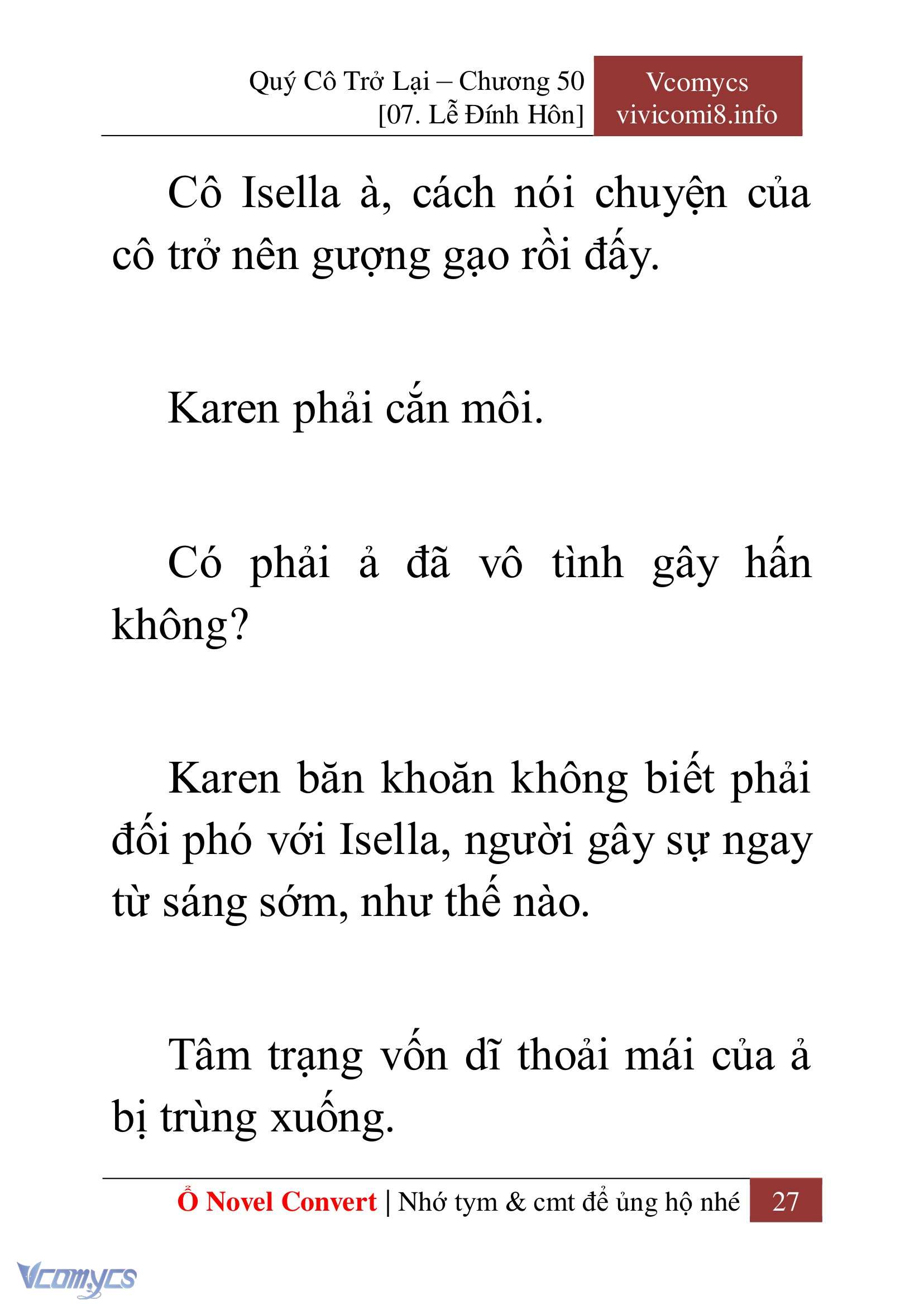 [Novel] Quý Cô Trở Lại Chap 50 - Next Chap 51