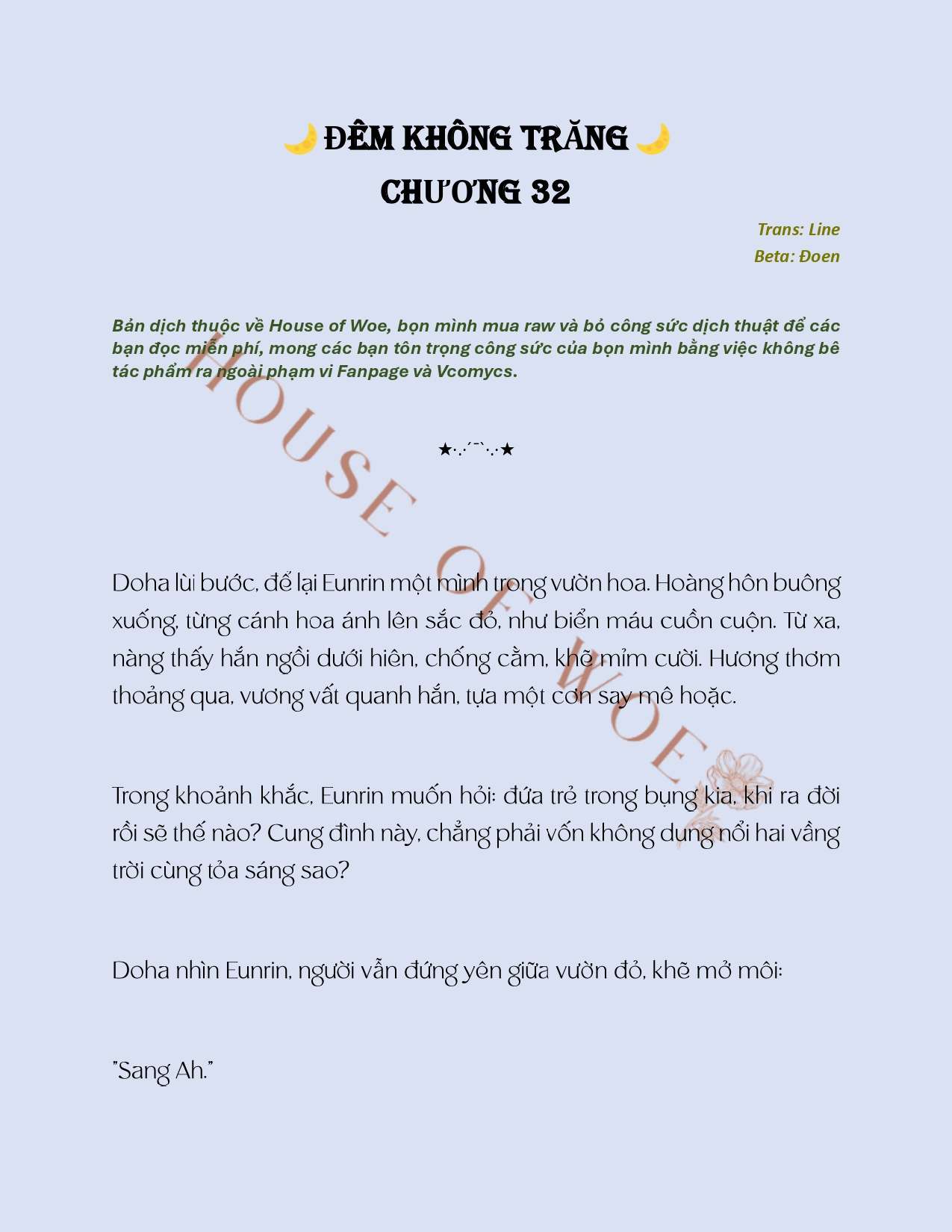 [NOVEL] ĐÊM KHÔNG TRĂNG Chap 32 - Next Chap 33