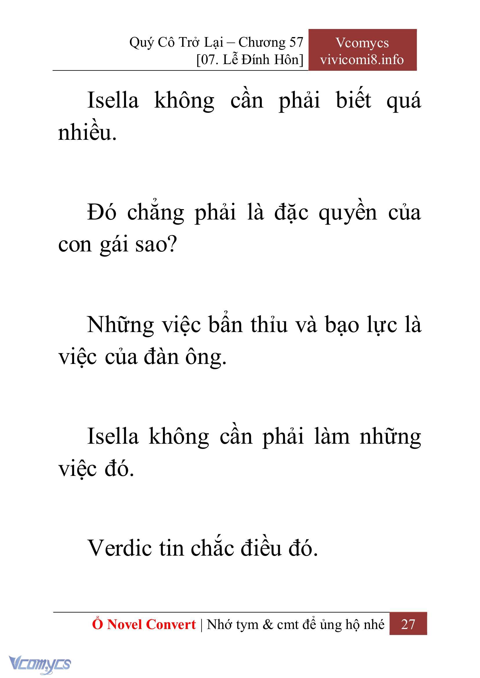 [Novel] Quý Cô Trở Lại Chap 57 - Next 