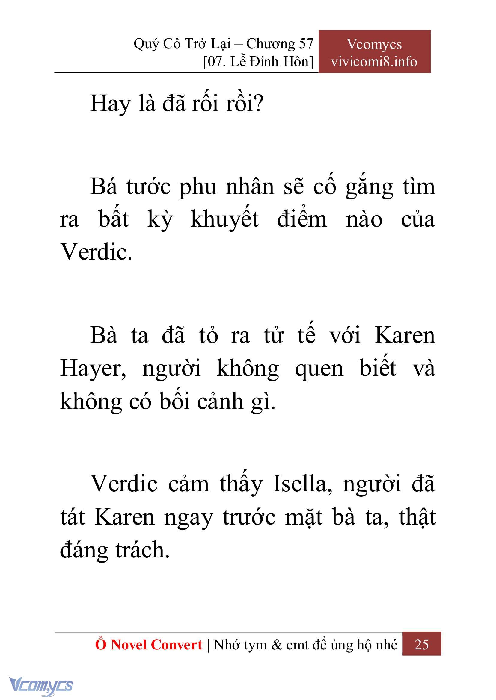 [Novel] Quý Cô Trở Lại Chap 57 - Next 