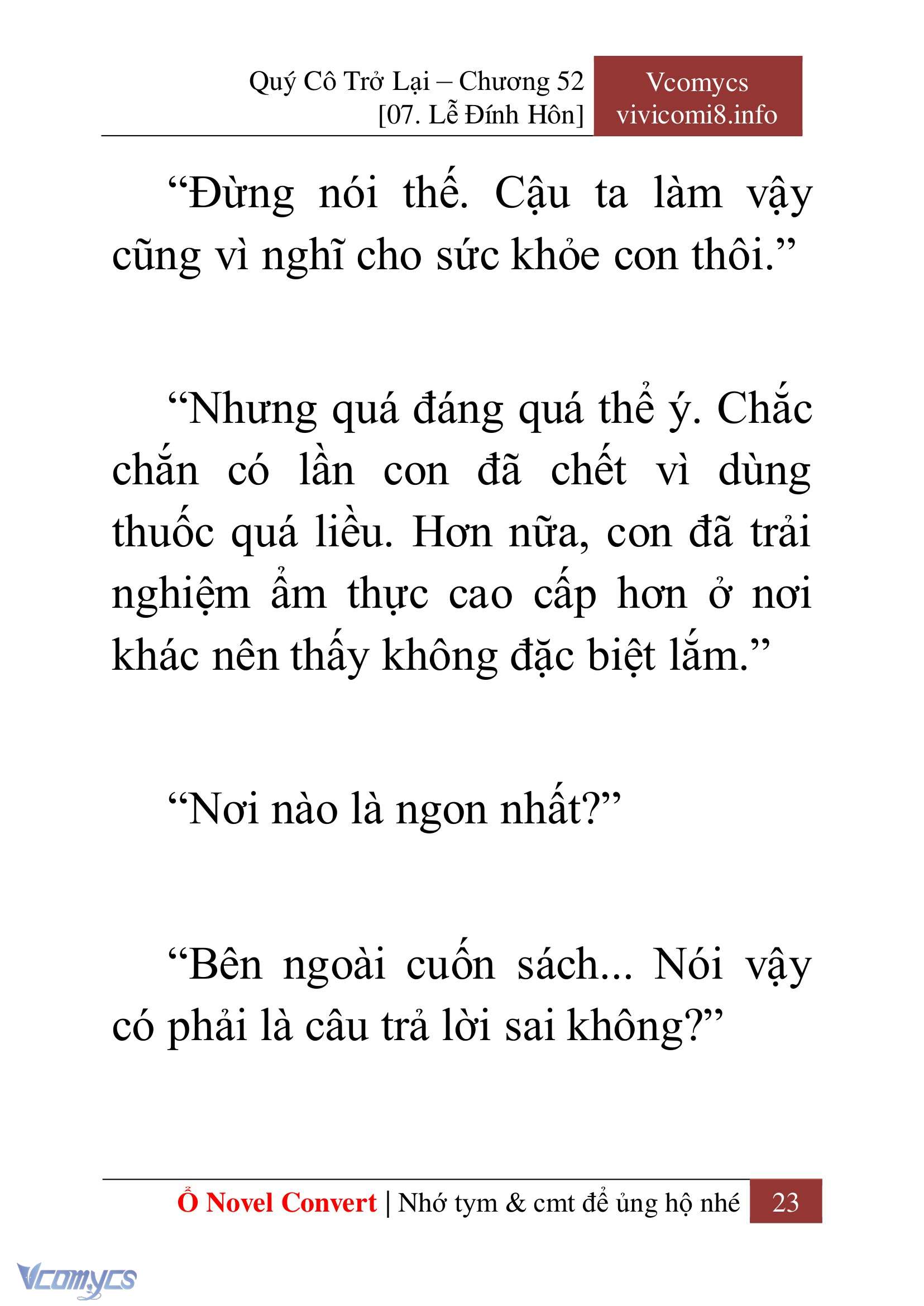 [Novel] Quý Cô Trở Lại Chap 52 - Next 