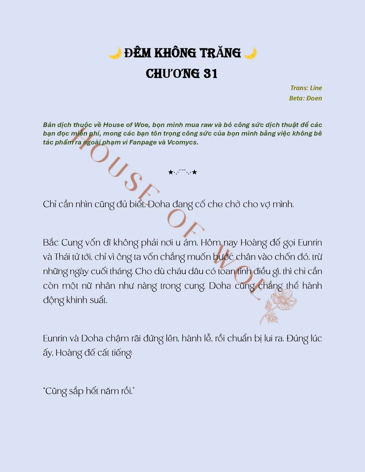 [NOVEL] ĐÊM KHÔNG TRĂNG Chap 31 - Next Chap 32